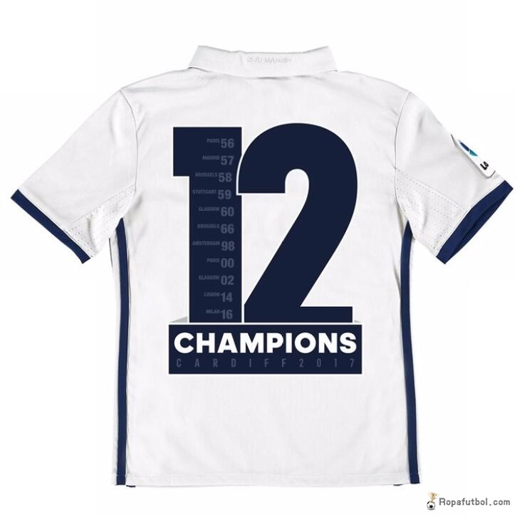 Camiseta Real Madrid Champions 12 Replica Primera Ropa Niños 2016/17 Blanco